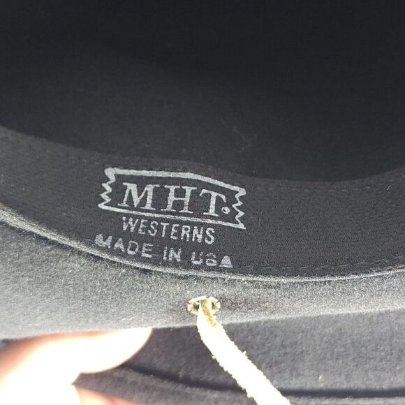 MHT Westerns Master Hatters Of Texas VTG Black Wool Hat Size Small made in USA - Picture 8 of 10